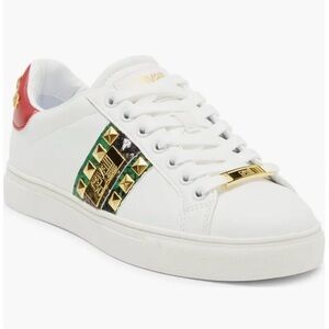 NWOB Cavalli Class White Snake Embossed Pyramid Stud Sneakers